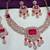 Pink rose gold premium designer american diamond and stone work necklace set