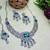 Green rhodium premium designer american diamond and stone work necklace set