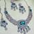 Green rhodium premium designer american diamond and stone work necklace set