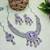 Purple rhodium premium designer american diamond and stone work necklace set