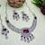 Maroon rhodium premium designer american diamond and stone work necklace set