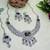 Green rhodium premium designer american diamond and stone work necklace set