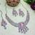 Pink rhodium premium designer american diamond and stone work necklace set