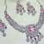 Pink rhodium premium designer american diamond and stone work necklace set