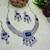 Blue rhodium premium designer american diamond and stone work necklace set