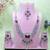 Pink rhodium premium designer american diamond and stone work necklace set