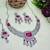 Pink rhodium premium designer american diamond and stone work necklace set