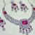 Pink rhodium premium designer american diamond and stone work necklace set