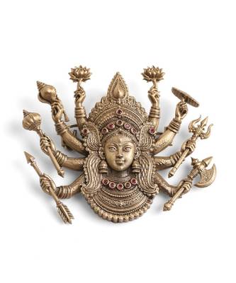 Antique gold brass devi shakti brooch 2