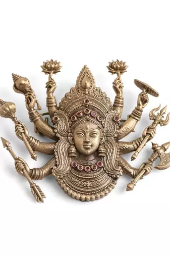 Antique gold brass devi shakti brooch
