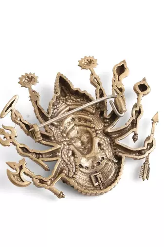 Antique gold brass devi shakti brooch