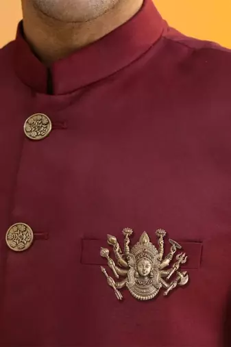 Antique gold brass devi shakti brooch