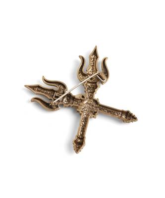 Antique gold brass shakti trishul brooch 3