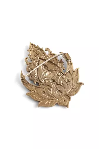 Antique gold brass shakti lotus brooch
