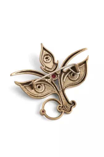 Antique gold brass divine eyes brooch