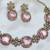 Pink yellow gold premium designer american diamond and stone work necklace set