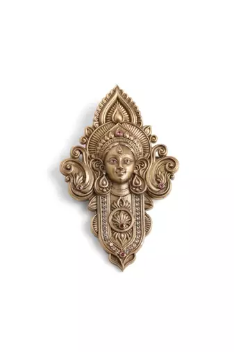 Antique gold brass heritage durga shakti brooch