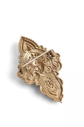 Antique gold brass heritage durga shakti brooch