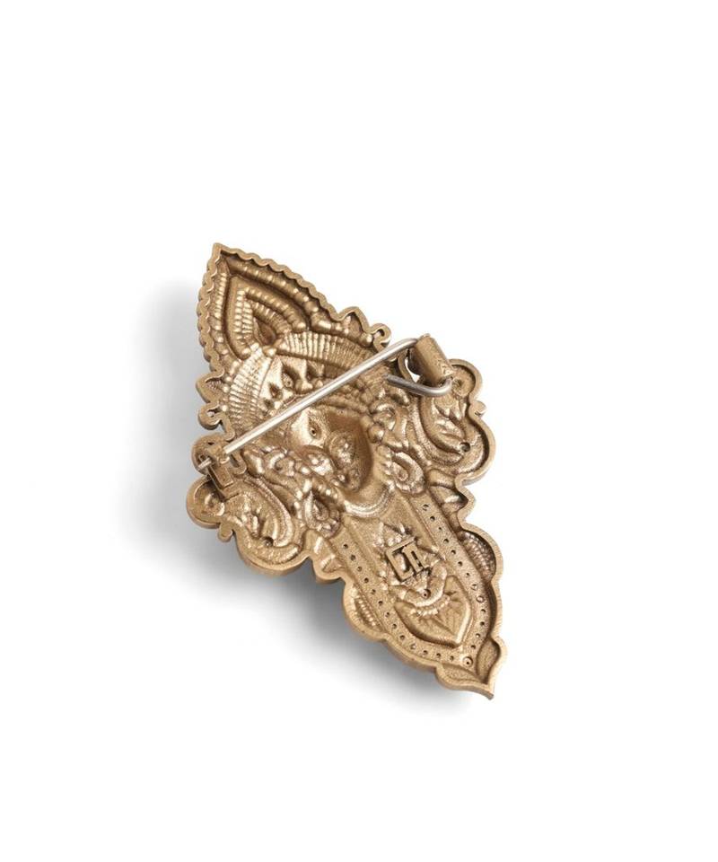 Antique gold brass heritage durga shakti brooch