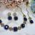 Blue yellow gold premium designer american diamond and stone work necklace set