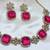 Pink yellow gold premium designer american diamond and stone work necklace set