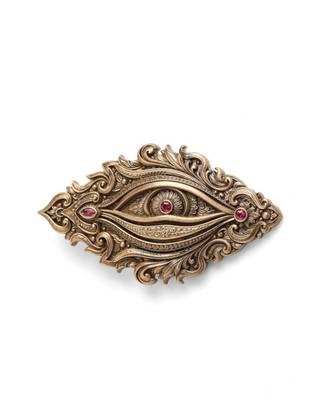 Antique gold brass divine eye brooch 2