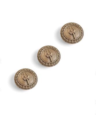 Antique gold brass trishul kavach button cover 3