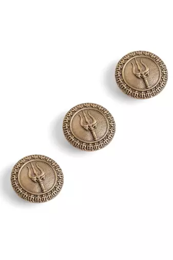 Antique gold brass trishul kavach button cover