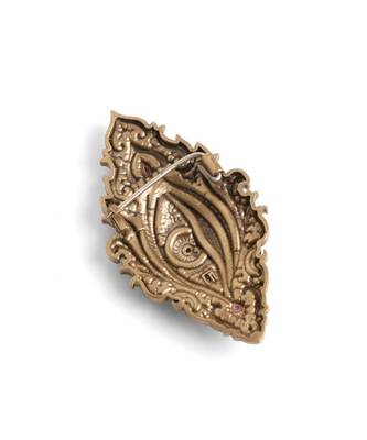 Antique gold brass divine eye brooch 3