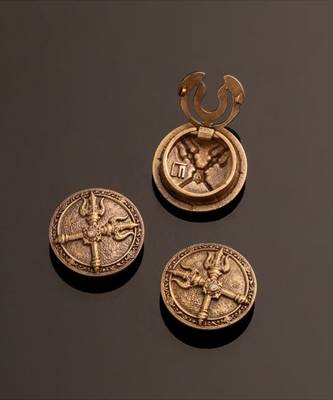 Antique gold brass maa button cover 5