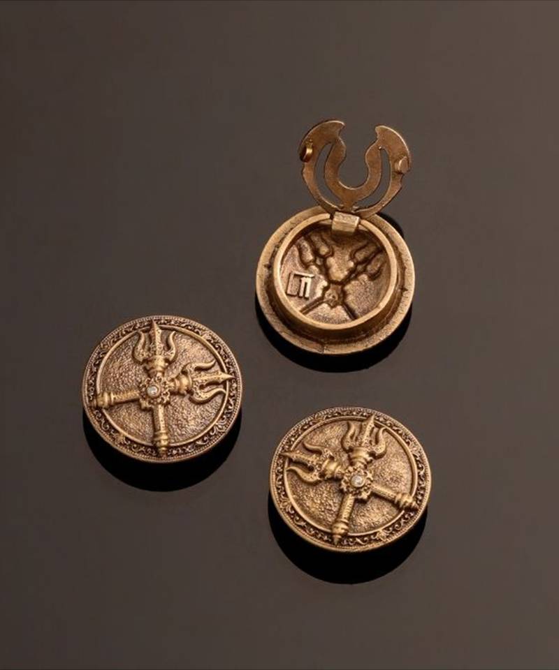 Antique gold brass maa button cover