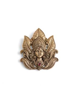 Antique gold brass sacred lotus brooch 2