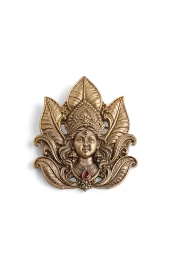 Antique gold brass sacred lotus brooch