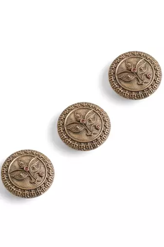 Antique gold brass divine eyes button cover