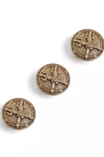 Antique gold brass shakti trishul button cover
