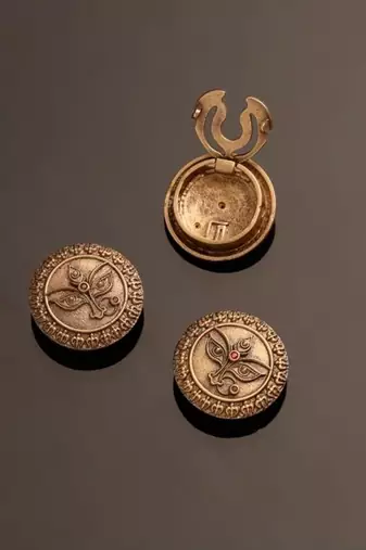 Antique gold brass divine eyes button cover