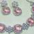 Pink rhodium premium designer american diamond and stone work necklace set