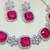 Pink rhodium premium designer american diamond and stone work necklace set