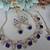 Blue yellow gold premium designer american diamond and stone work necklace set