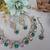 Green yellow gold premium designer american diamond and stone work necklace set