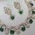 Green yellow gold premium designer american diamond and stone work necklace set