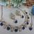 Blue yellow gold premium designer american diamond and stone work necklace set