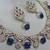Blue yellow gold premium designer american diamond and stone work necklace set