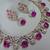 Pink yellow gold premium designer american diamond and stone work necklace set