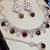 Maroon rose gold premium designer american diamond and stone work necklace set