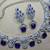 Blue rhodium premium designer american diamond and stone work necklace set
