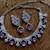 Purple rhodium premium designer american diamond and stone work necklace set