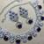 Blue rhodium premium designer american diamond and stone work necklace set