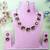 Purple yellow gold premium designer american diamond and stone work necklace set
