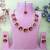 Pink yellow gold premium designer american diamond and stone work necklace set